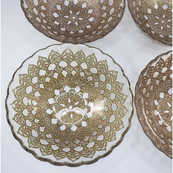 Artistic Accents Turkish Bowl Set Gold Lace Metallic Medallion - Picture 6 of 11